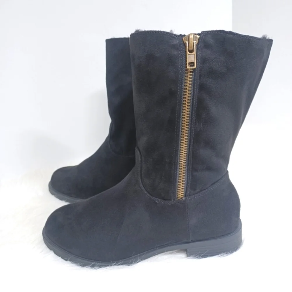 NWT Lane Bryant Boots 3 Ways to Wear Black Suede like Fur like Material Size 11W